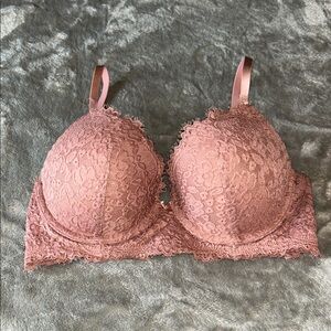Aerie PUSH-UP Lace Bra in Mauve/Soft Pink